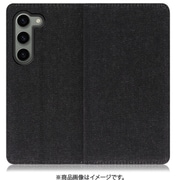 Galaxy S23用 デニム生地スマホケース スタンド機能&カードポケット付き ブラック WORK17GX-BK-GS23
