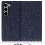 Galaxy S23用 デニム生地スマホケース スタンド機能&カードポケット付き ブルー WORK17GX-BU-GS23