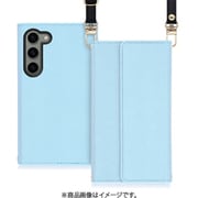 Galaxy S23用 クラッチバッグ風スマホケース ロングストラップ&カードポケット付き ブルー WORK22GX-BU-GS23