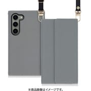Galaxy S23用 クラッチバッグ風スマホケース ロングストラップ&カードポケット付き グレー WORK22GX-GY-GS23