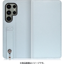 Galaxy S23 Ultra用 ベルト付きの本革スマホケース スタンド機能＆カードポケット付き スカイブルー WORK23GX-BU-GS23U