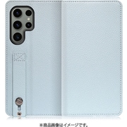 Galaxy S23 Ultra用 ベルト付きの本革スマホケース スタンド機能&カードポケット付き スカイブルー WORK23GX-BU-GS23U