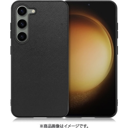Galaxy S23用 PUレザースマホケース ストラップホール付き ブラック WORK24GX-BK-GS23