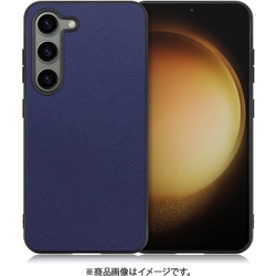 Galaxy S23用 PUレザースマホケース ストラップホール付き ネイビー WORK24GX-NY-GS23