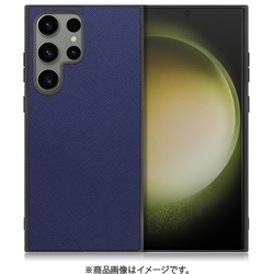 Galaxy S23 Ultra用 PUレザースマホケース ストラップホール付き ネイビー WORK24GX-NY-GS23U