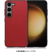 Galaxy S23用 PUレザースマホケース ストラップホール付き レッド WORK24GX-RD-GS23