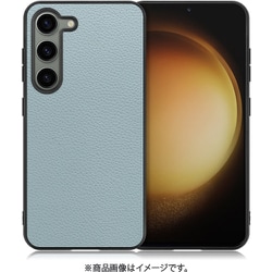 Galaxy S23用 本革スマホケース ストラップホール付き スカイブルー WORK25GX-BU-GS23