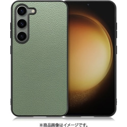 Galaxy S23用 本革スマホケース ストラップホール付き ダルグリーン WORK25GX-DG-GS23