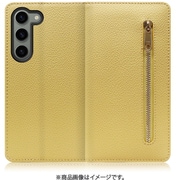 Galaxy S23用 本革スマホケース スタンド機能&カードポケット付き ジャスミンイエロー WORK27GX-YL-GS23
