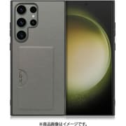 Galaxy S23 Ultra用 PUレザースマホケース カードポケット&ストラップホール付き グレー WORK28GX-GY-GS23U