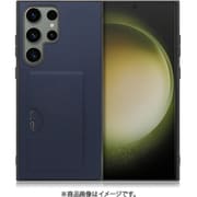Galaxy S23 Ultra用 PUレザースマホケース カードポケット&ストラップホール付き ネイビー WORK28GX-NY-GS23U