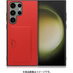 Galaxy S23 Ultra用 PUレザースマホケース カードポケット＆ストラップホール付き レッド WORK28GX-RD-GS23U