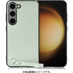 Galaxy S23用 本革スマホケース ストラップ＆ストラップホール付き アイスグリーン WORK33GX-GN-GS23
