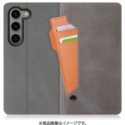Galaxy S23用 PUレザースマホケース スタンド機能＆カードホルダー付き エレファントグレー WORK36GX-GY-GS23