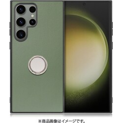 Galaxy S23 Ultra用 本革スマホケース スタンド機能＆ストラップホール付き ホーリーグリーン WORK48GX-GN-GS23U