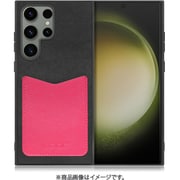Galaxy S23 Ultra用 PUレザースマホケース ストラップホール&カードポケット付き ブラックピンク WORK49GX-BKPK-GS23U
