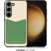 Galaxy S23用 PUレザースマホケース ストラップホール&カードポケット付き クリームグリーン WORK49GX-CMGN-GS23