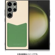 Galaxy S23 Ultra用 PUレザースマホケース ストラップホール&カードポケット付き クリームグリーン WORK49GX-CMGN-GS23U