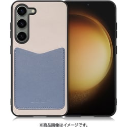Galaxy S23用 PUレザースマホケース ストラップホール＆カードポケット付き グレーブルー WORK49GX-GYBU-GS23