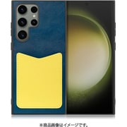 Galaxy S23 Ultra用 PUレザースマホケース ストラップホール&カードポケット付き ネイビーイエロー WORK49GX-NYYL-GS23U