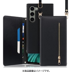 Galaxy S23用 クラッチバッグ型スマホショルダーケース ロングストラップ＆カードポケット付き ブラック WORK50GX-BK-GS23