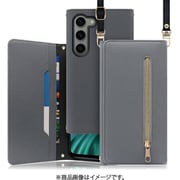Galaxy S23用 クラッチバッグ型スマホショルダーケース ロングストラップ&カードポケット付き グレー WORK50GX-GY-GS23