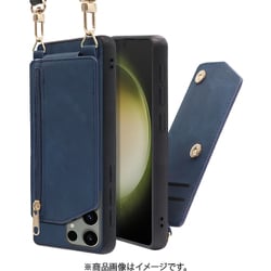 Galaxy S23 Ultra用 背面型スマホショルダーケース ロングストラップ＆カードポケット付き クラシックブルー WORK54GX-BU-GS23U