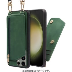Galaxy S23 Ultra用 背面型スマホショルダーケース ロングストラップ＆カードポケット付き オリーブグリーン WORK54GX-GN-GS23U