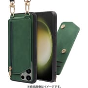 Galaxy S23 Ultra用 背面型スマホショルダーケース ロングストラップ&カードポケット付き オリーブグリーン WORK54GX-GN-GS23U
