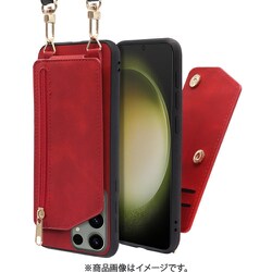 Galaxy S23 Ultra用 背面型スマホショルダーケース ロングストラップ＆カードポケット付き ロイヤルレッド WORK54GX-RD-GS23U