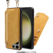 Galaxy S23 Ultra用 背面型スマホショルダーケース ロングストラップ&カードポケット付き ゴールデンイエロー WORK54GX-YL-GS23U