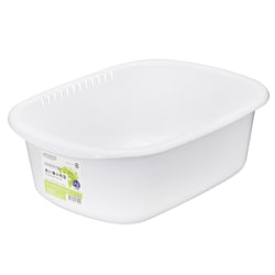 洗い桶 小判型 ホワイト 幅29×奥行38.5×14cm K-1649 WH 日本製 K-1649 WH