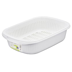 水切りカゴ ホワイト 幅26×奥行37.5×高さ9.5cm K-1657 WH 日本製 K-1657 WH