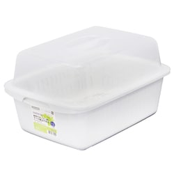 水切りカゴ M フード 箸立て付き ホワイト 幅29.5×奥行40.5×高さ23cm K-1658 FWH 日本製 K-1658 FWH