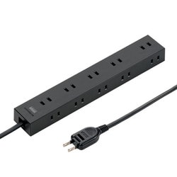 電源タップ 10個口 5m 強力マグネット ほこりシャッター付き ACアダプタ対応 折りたたみ式プラグ ブラック TAP-2210-5BK