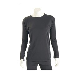 レディース ベーシック長袖シャツ L 黒 9010-L