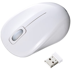 マウス ワイヤレス 無線 静音 小型 ブルーLED レシーバー収納 左右対称 抗菌 3ボタン 2.4GHz ホワイト MA-WBSK315W