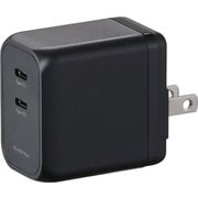 USB急速充電器 GH-ACU2PF USB PD（パワーデリバリー）対応 45W USB-C×2 収納式プラグ採用 ブラック GH-ACU2PF-BK