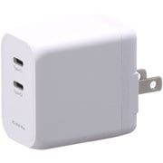 USB急速充電器 GH-ACU2PF USB PD(パワーデリバリー)対応 45W USB-C×2 収納式プラグ採用 ホワイト GH-ACU2PF-WH