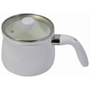 ビアンコ クックポット マルチポット ホーロー 16cm 2.0L ガラス蓋付 IH対応 鍋 片手鍋 ホワイト HB-6906