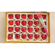母の日 さくらんぼ 佐藤錦B（150gチョコ箱24粒入、カーネーション造花・母の日カード入り） [ご注文期間は2023年5月2日まで]