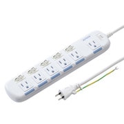 省エネタップ 電源タップ 延長コード 3P 6個口 3m 電源コード 一括スイッチ 個別スイッチ 絶縁キャップ アースコード付 TAP-S10N2-3