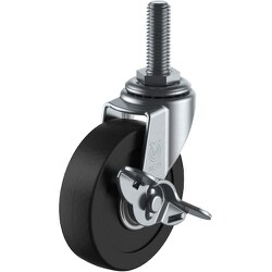 ユーエイ ねじ込みキャスター 自在車ストッパー付 65径 導電ゴム車輪 LT-65RHES-M12-14
