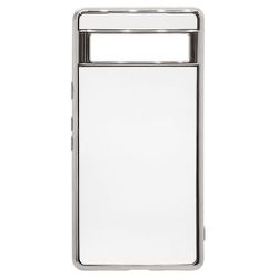 7495PXL7ATP [Google Pixel 7a用 ケース カバー ソフトケース TPU 耐衝撃吸収 クリア 透明 メタルフレーム ストラップホール シルバー]