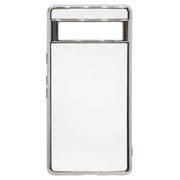 7495PXL7ATP [Google Pixel 7a用 ケース カバー ソフトケース TPU 耐衝撃吸収 クリア 透明 メタルフレーム ストラップホール シルバー]