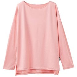 コンフォートクール サイドスリットロングスリーブ レディース リカバリーウェア 長袖シャツ ピンク 6994