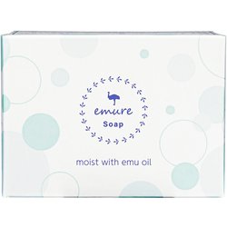 emureソープ（エミューオイル配合） 無香料石鹸 80g（1個入り） [エミューオイル ヒアルロン酸 コラーゲン 3種の保湿成分 しっとりした洗い上がり 豊かな泡立ち]