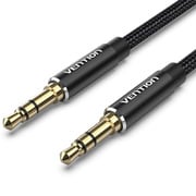 3.5mm ステレオミニプラグ コットン編み オーディオケーブル ブラック 0.5m BA-4452