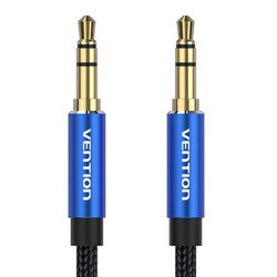 3.5mm ステレオミニプラグ コットン編み オーディオケーブル ブルー 3m BA-4551