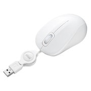 マウス 有線 小型 巻き取り式 静音 ブルーLED 左右対称 ケーブル長0.7m 抗菌 SIAA ISO 22196取得 3ボタン ホワイト MA-MBSK315W